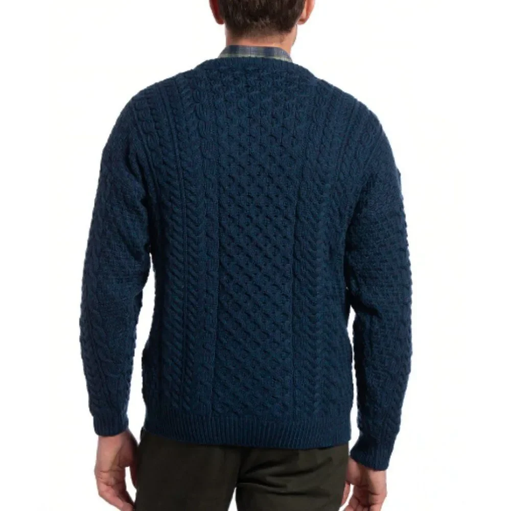 Rue Saint Patrick  Men's 100% Wool Chunky Cable Knit Fall Winter Sweater - Picture 3 of 11